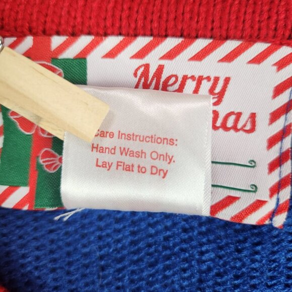 Merry Christmas Ugly Sweater Pullover Women's XL Red Blue Gingerbread Man - Picture 6 of 6